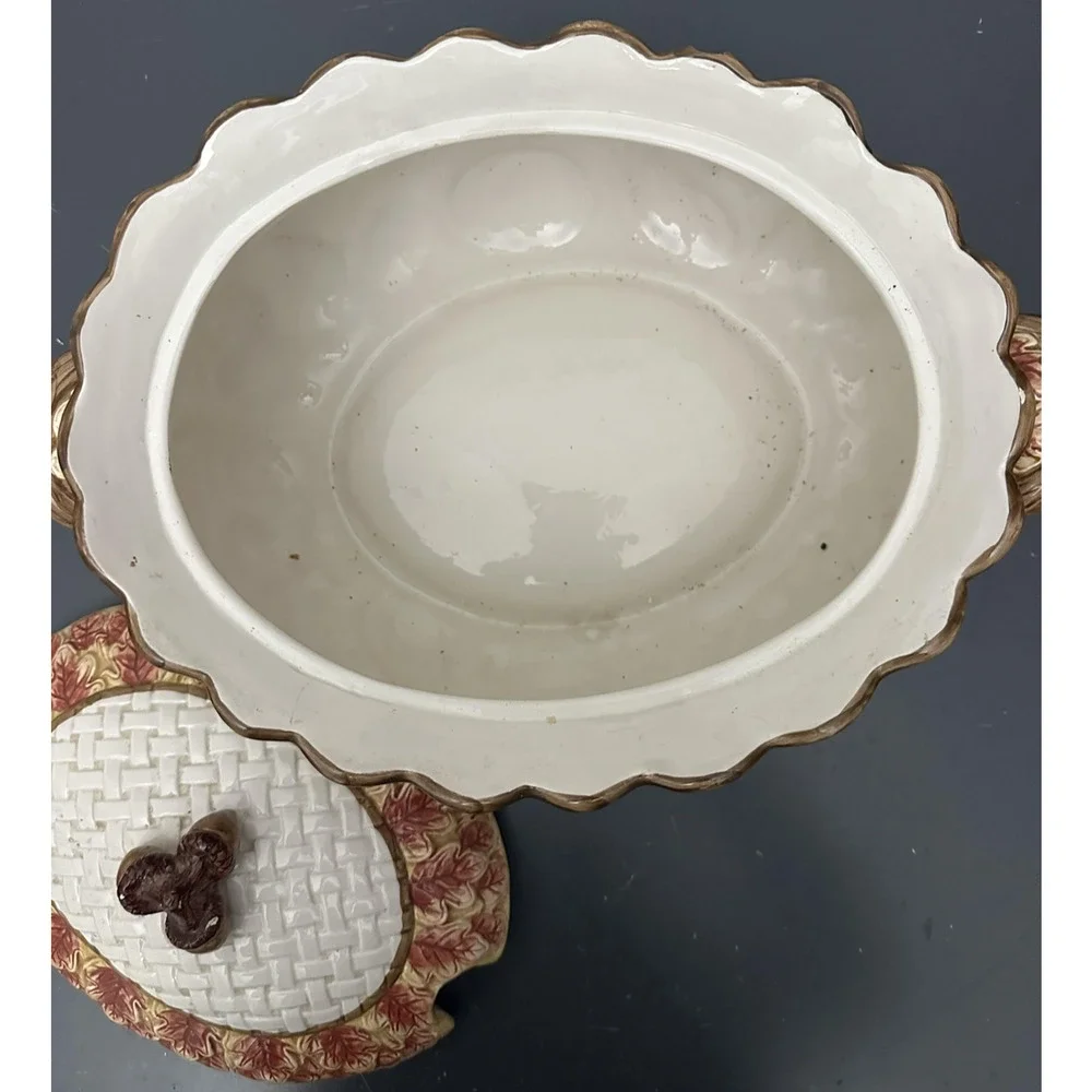Fitz and Floyd Omnibus Harvest Fruit Tureen Lidded Soup 3.75 Qt 1995 Autumn